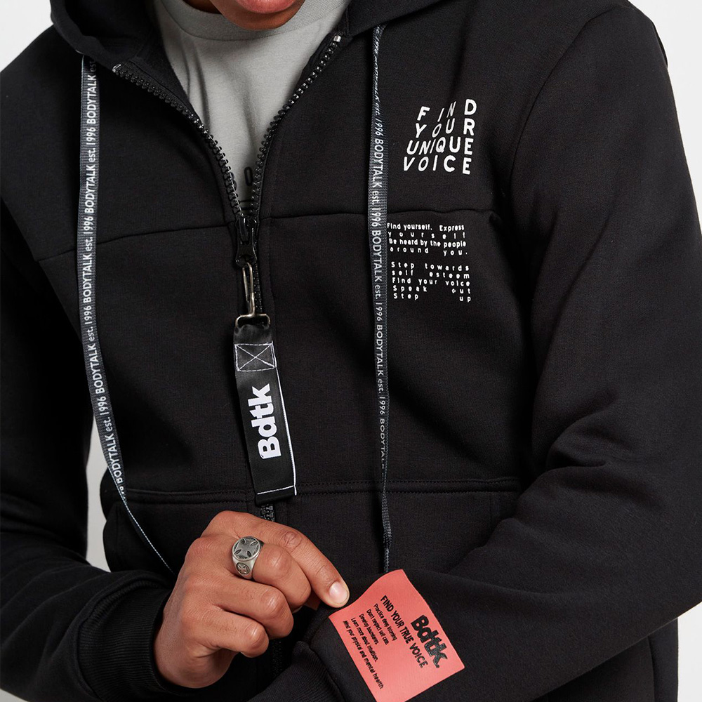 SPEAK OUT ZIP SWEATER