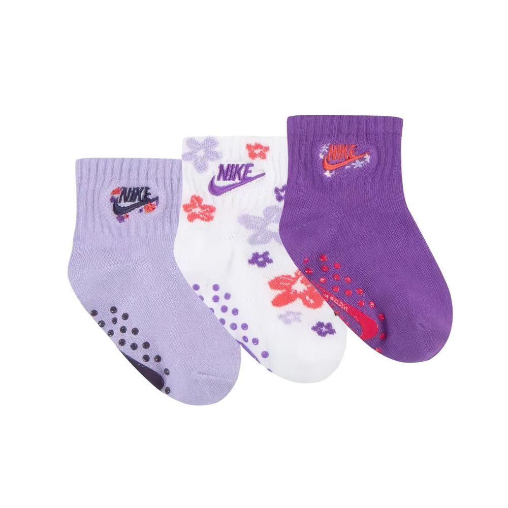 Girl's Socks Ecru Purple Graphite Set 3 Pcs